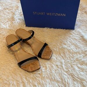 Patent leather wedge sandals